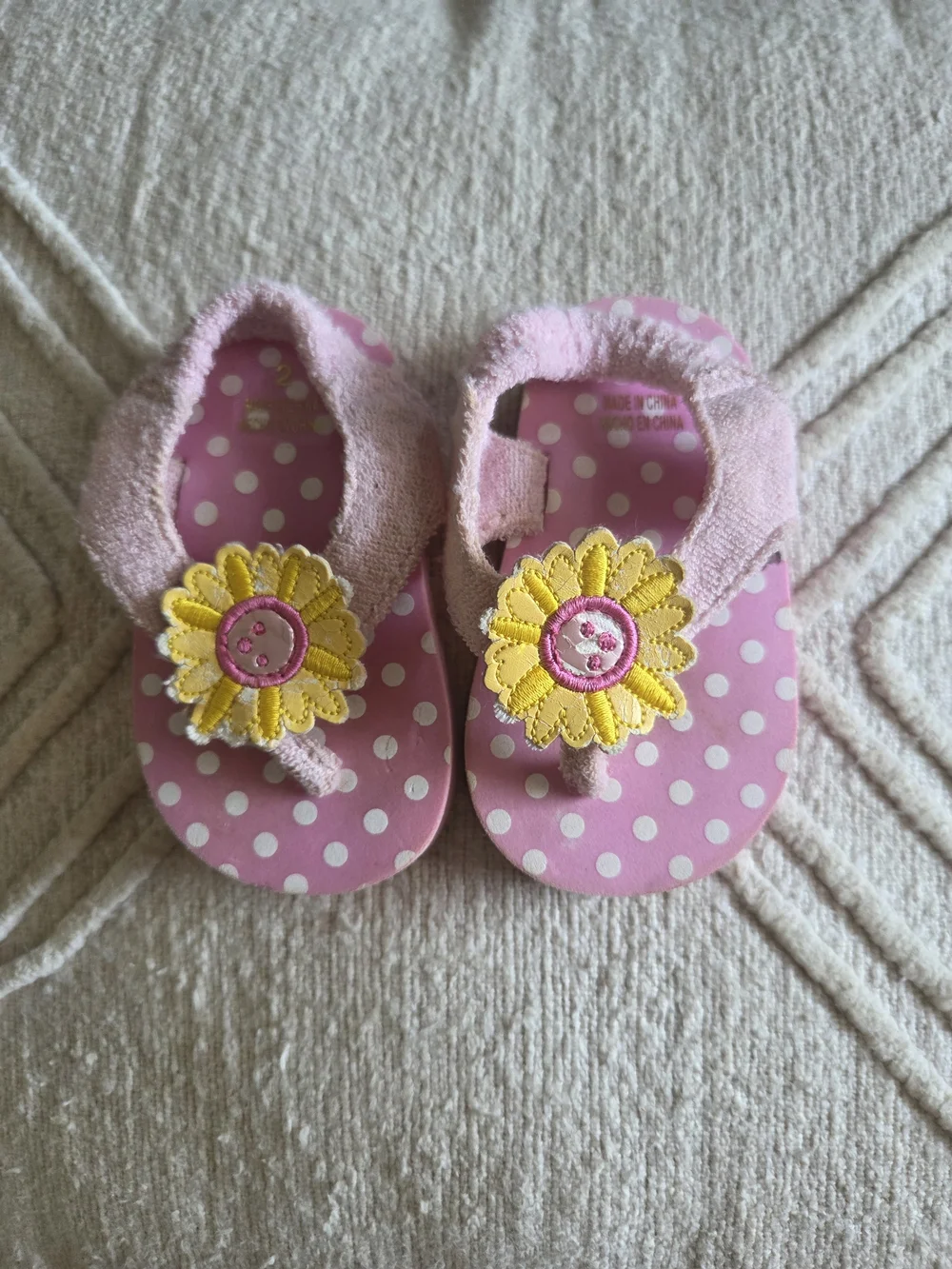 Gymboree Pink Polka Dot Sandals with Yellow Sunflower